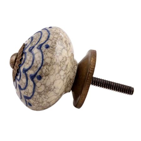 Navy Blue Crackle Ceramic Cupboard Knob